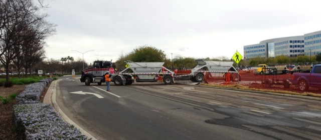Rock truck, construction, parking lot subsurface