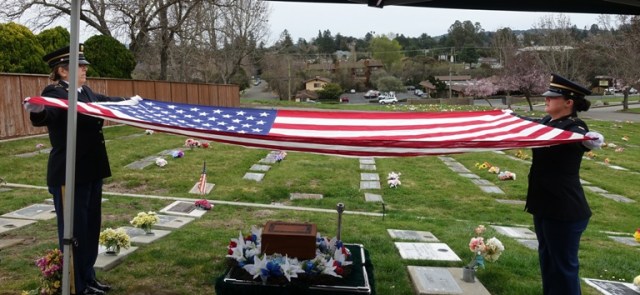 Folding of flag, presentation of flag, honoring those who served