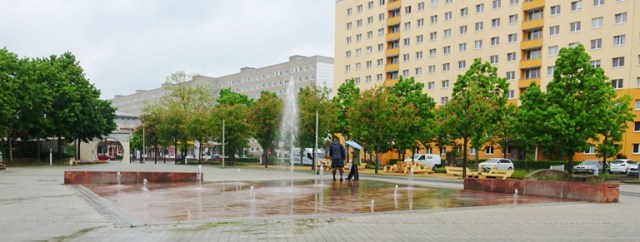 Lobeda, Jena Germany, plaza, water feature