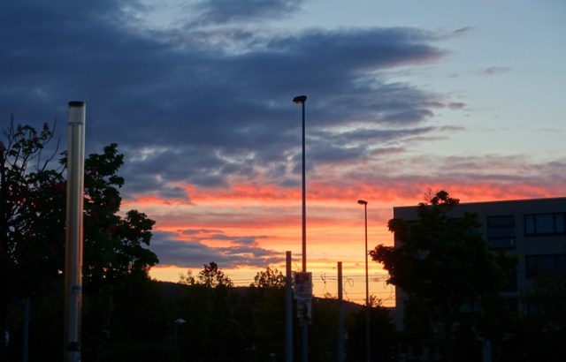 sunset, jena germany, lobeda west, sunset