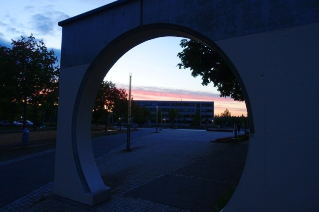 sunset, lobeda west, jena germany, circle plaza