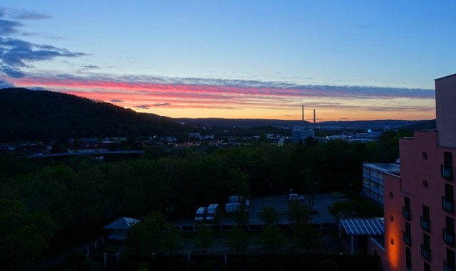 sunset, jena germany, hotel view