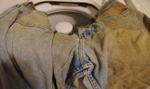 archaeology, jeans, iron age dirt, dirty clothes, laundry