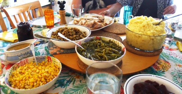 holiday feast, labor day, beans, corn, potatoes, turkey
