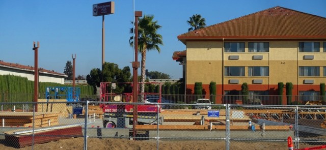 Manteca Chick-fil-A, Construction, progress, parking lot, foundation
