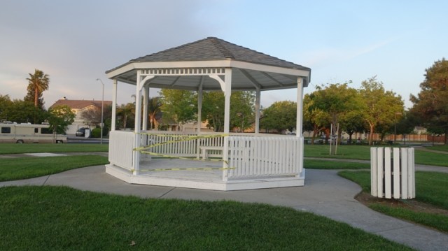 bazebo, park closed, covid 19, yellow tape