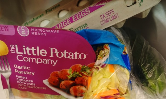 eggs, vegetables, potatoes, salad, cucumbers, eggs