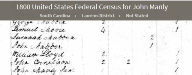 Manly Migration, Genealogy, Census, South Carolina, Iowa, Alabama, Indiana