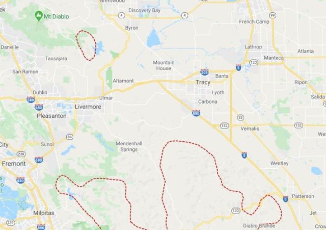 Fire outlines, SCU Lightning Complex Fires, California, Livermore Hills