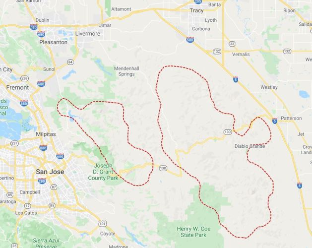 Fire outlines, SCU Lightning Complex Fires, California, Livermore Hills