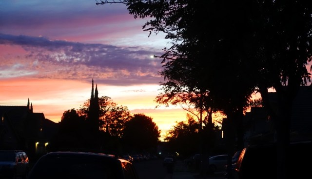 summer sunset, california, red sky, cloudy sky, hot weather