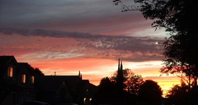 summer sunset, california, red sky, cloudy sky, hot weather
