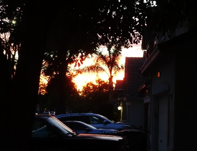 summer sunset, california, red sky, cloudy sky, hot weather