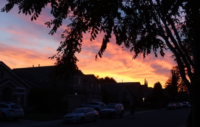 sunset, clouds, colorful sky, silhouettes