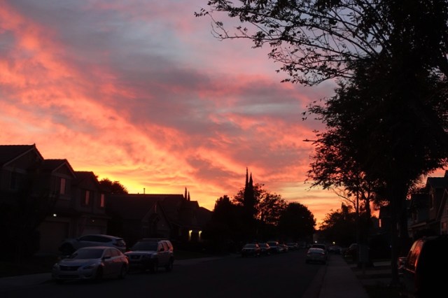sunset, clouds, colorful sky, silhouettes