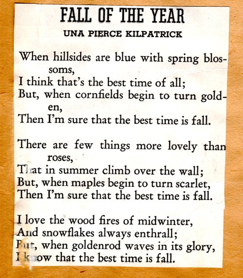una pierce kilpatrick, fall, maple leaves, seasons, poems