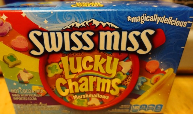 Hot cocoa, lucky charms, swiss miss, combo marketing, hot chocolate