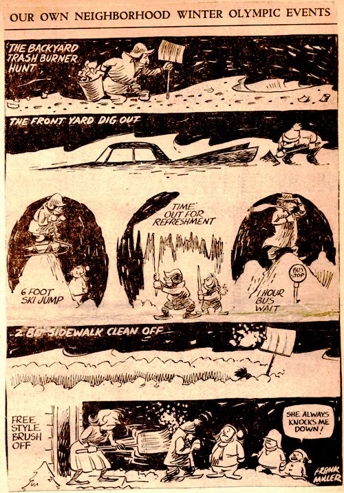 Frank Andrea Miller, Editorial Cartoon, Des Moines Register, Iowa, Winter, Blizzard