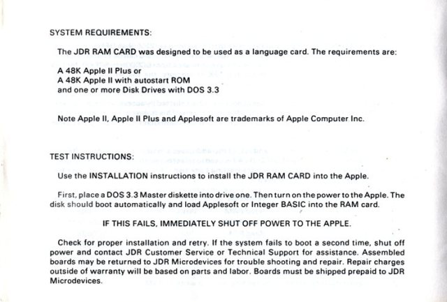 16K Ram Expansion, JDR Microdevices, Apple II, Apple, memory, memory card