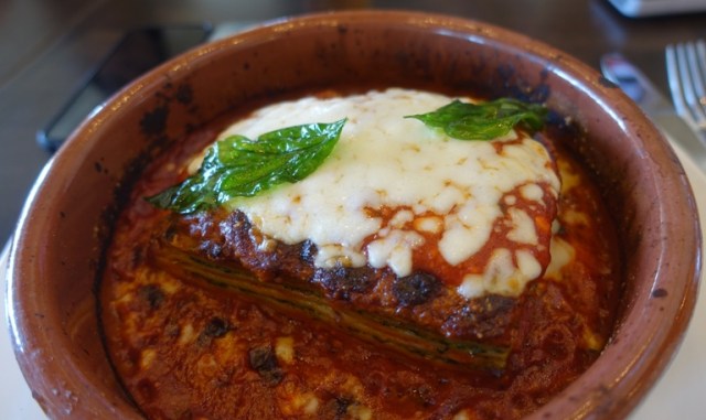 almond wood bbq Italian, lasange, basil