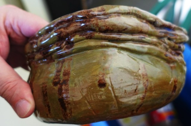 rubber band, ball, pottery, pot, glazed, junior high art class