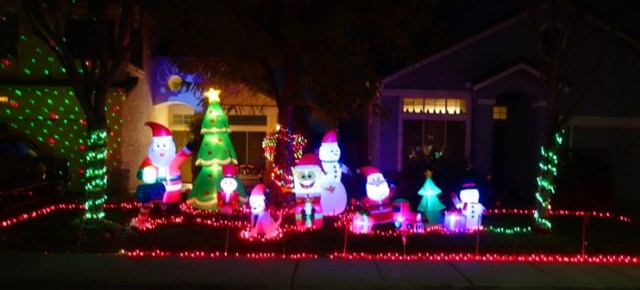 Holiday decorations, 2021, front yard, blow up decorations