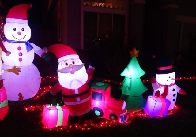 Holiday decorations, 2021, front yard, blow up decorations