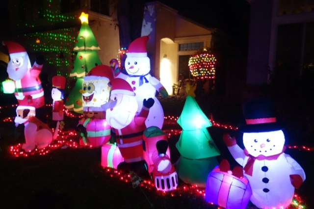 Holiday decorations, 2021, front yard, blow up decorations