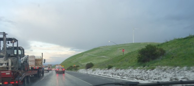 altamont snow, california snow, commute, rare snow event