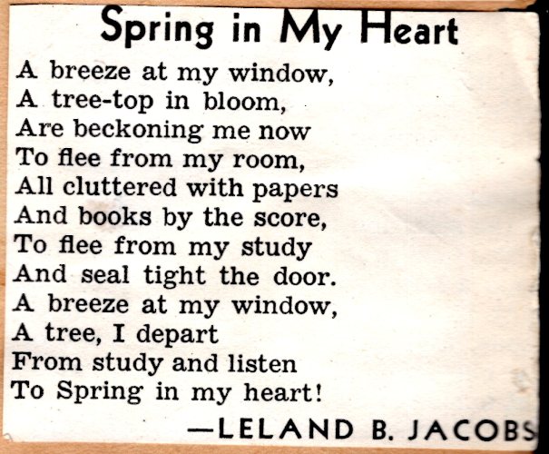 spring in my heart, leland B. Jacobs, Spring, education