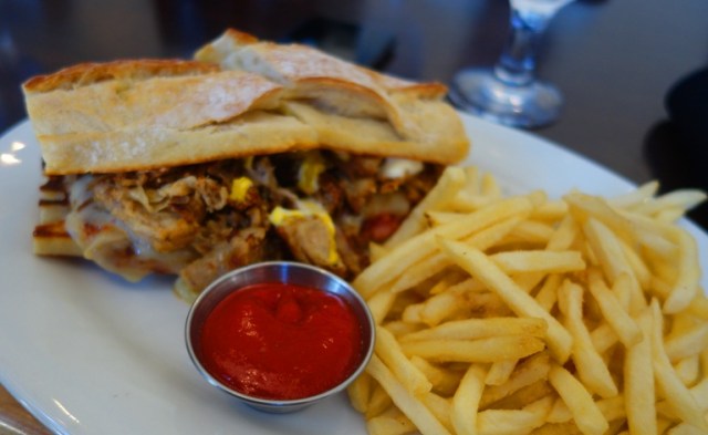 Cuban sandwich, ham, bacon, mustard, salami, pickle, swiss cheese