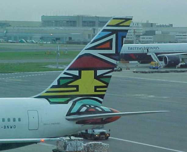 plane tails, british airways, art, flying, airports