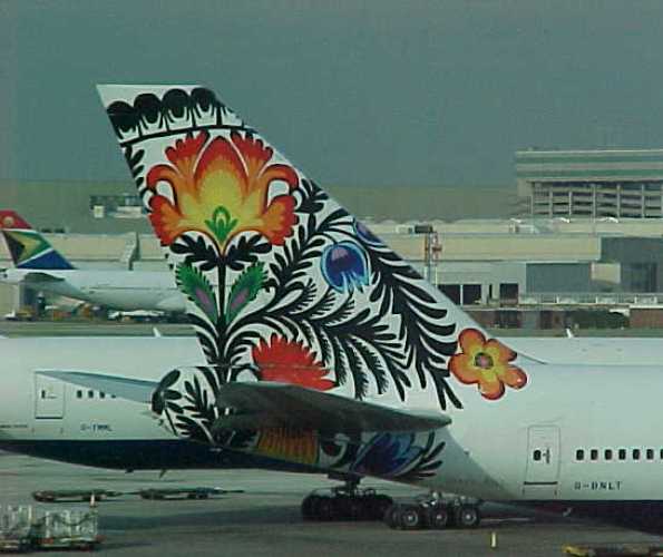 plane tails, british airways, art, flying, airports