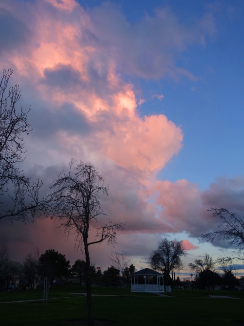 clouds, moon, snow, sunset, rainbow