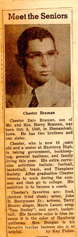 Uncle chet, senior profile, hamburg iowa, scrapbook
