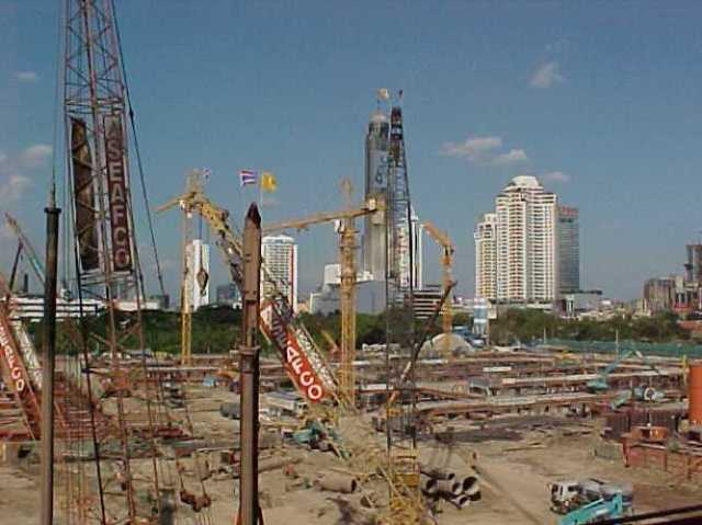 Bangkok Thailand, metro system, swing, construction, reclining Budha