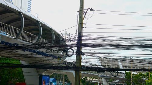 Overhead wires, communication, Bangkok, thailand, streets