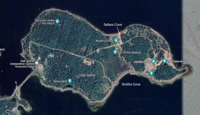 Curse of Oak Island, mystery, curse, oak island, Google Maps, Island locations