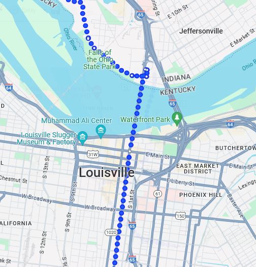 Virtual Hike, Google Maps, Kentucky, Indiana, bridges, Cannelton