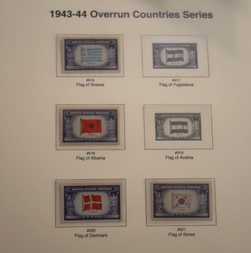 Overrun countries, stamps, collecting stamps, flags, 1930's colorful stamps