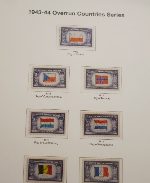 Overrun countries, stamps, collecting stamps, flags, 1930's colorful stamps