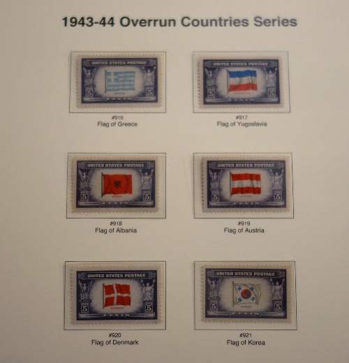 Overrun countries, stamps, collecting stamps, flags, 1930's colorful stamps