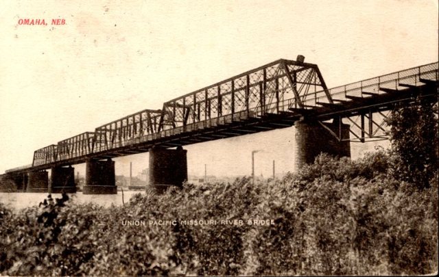 Union Pacific Bridge, Omaha Nebraska, Railways, Railway bridge, postcard, Missing Link
